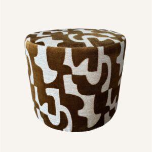Poef Ziva Oker – Luxe Poef met Grafische Print in Beige