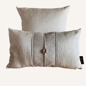 Sierkussen Set Anneleen Offwhite – Luxe Stof met Agaat Steen