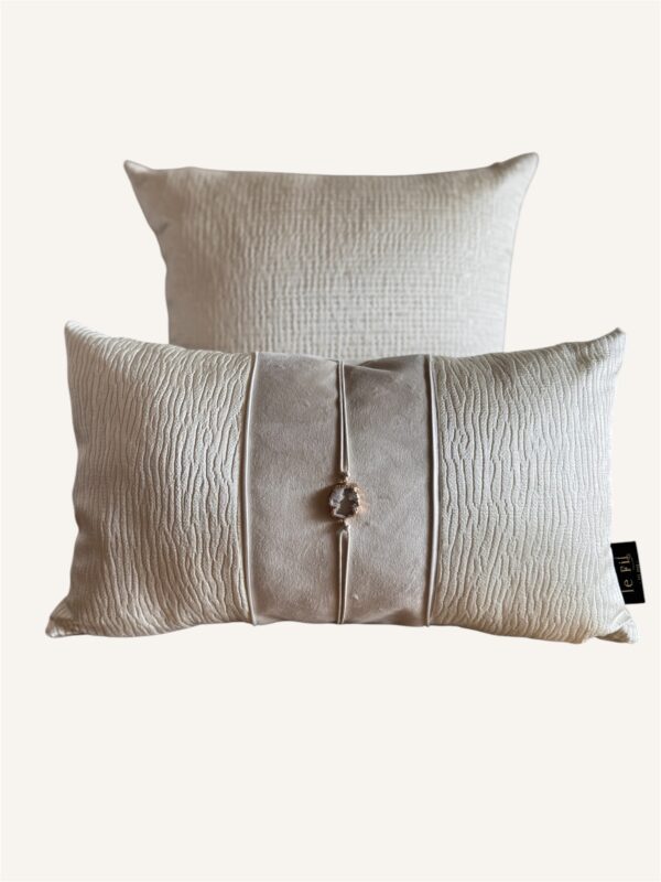 Sierkussen Set Anneleen Offwhite – Luxe Stof met Agaat Steen