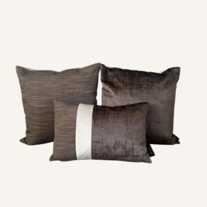 Sierkussen set Joanne bruin – Luxe velours kussens met bies