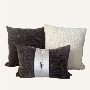 Sierkussen set Vesper bruin crème – luxe met een subtiele glans