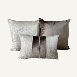 Luxe sierkussen set Elodie – brons, crème en velours mix