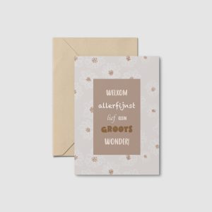 Kaart, welkom lief wonder + envelop